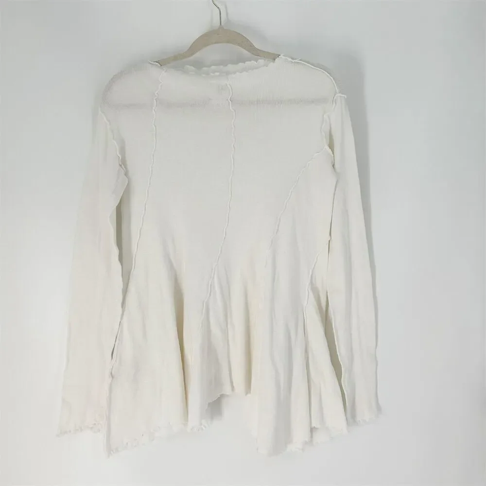 Free People Women's Full Swing Tunic Top White Asymmetric Long Sleeve Blouse, S - Picture 9 of 13